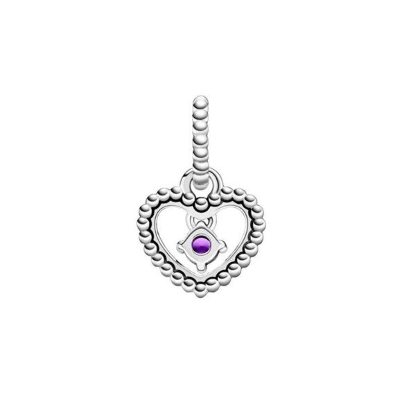 Pandora Signature Silver Heart Dangle Charm - Picture 2 of 4